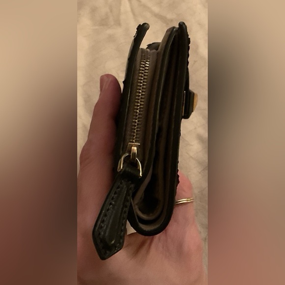 Fendi Black Leather Compact Wallet — Gold Pyramid Stud Closure - Picture 9 of 11